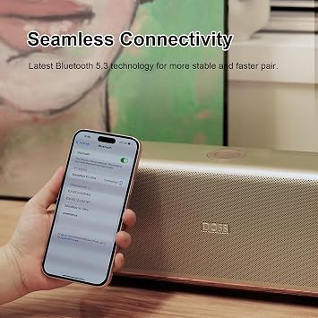 DOSS SoundBox Ultra Bluetooth Speaker with 2.1 Channel Audio, 80W Superior Sound with Deep Bass, 18H Playtime, Sleek Design-Top White Elephant, Christmas & Birthday Gift for Men, Women, Parents -Gold