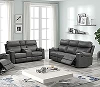Vista 12 de Betsy Furniture Juego de sofá reclinable de microfibra para sala de estar 8007 (topo, sofá+sofá biplaza+sillón reclinable)