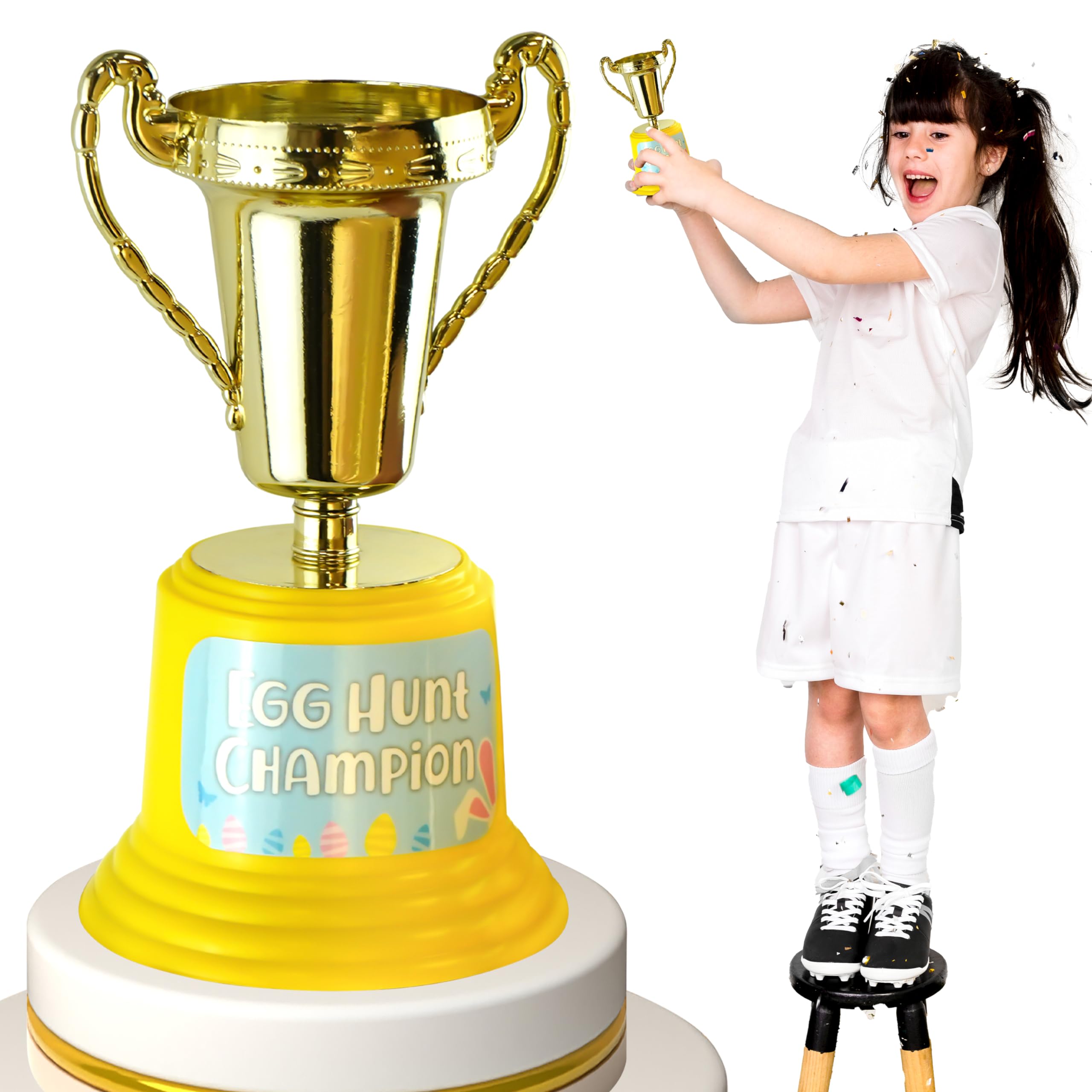 SRV Hub Easter Egg Hunt Champion Trophy - Happy Easter Trophy Cups for Hunting Champions, Perfect Quiz Trophy Props for School Kids and Easter Games, Size-12.5cm