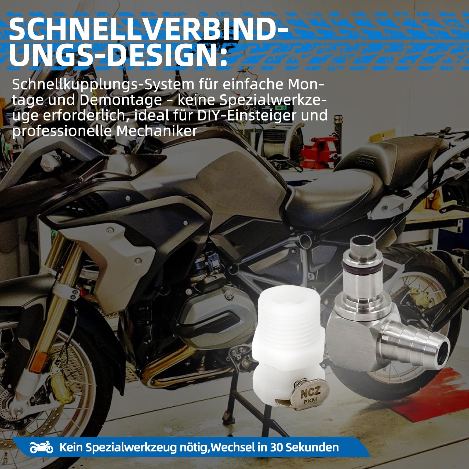 Raccord rapide pour pompe à carburant R1200GS, R1200R, R 1200 RT, K1200R, K1200S, K1200GT et autres modèles.