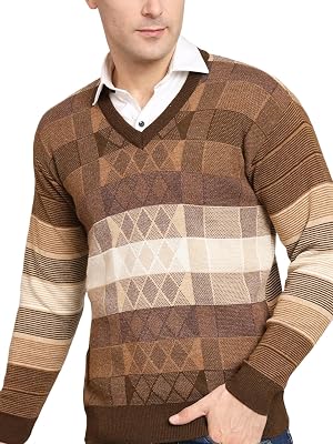 eKools Men's Winterwear Woolen Office Wear Round Neck Sweaters (Camel, 2XL)