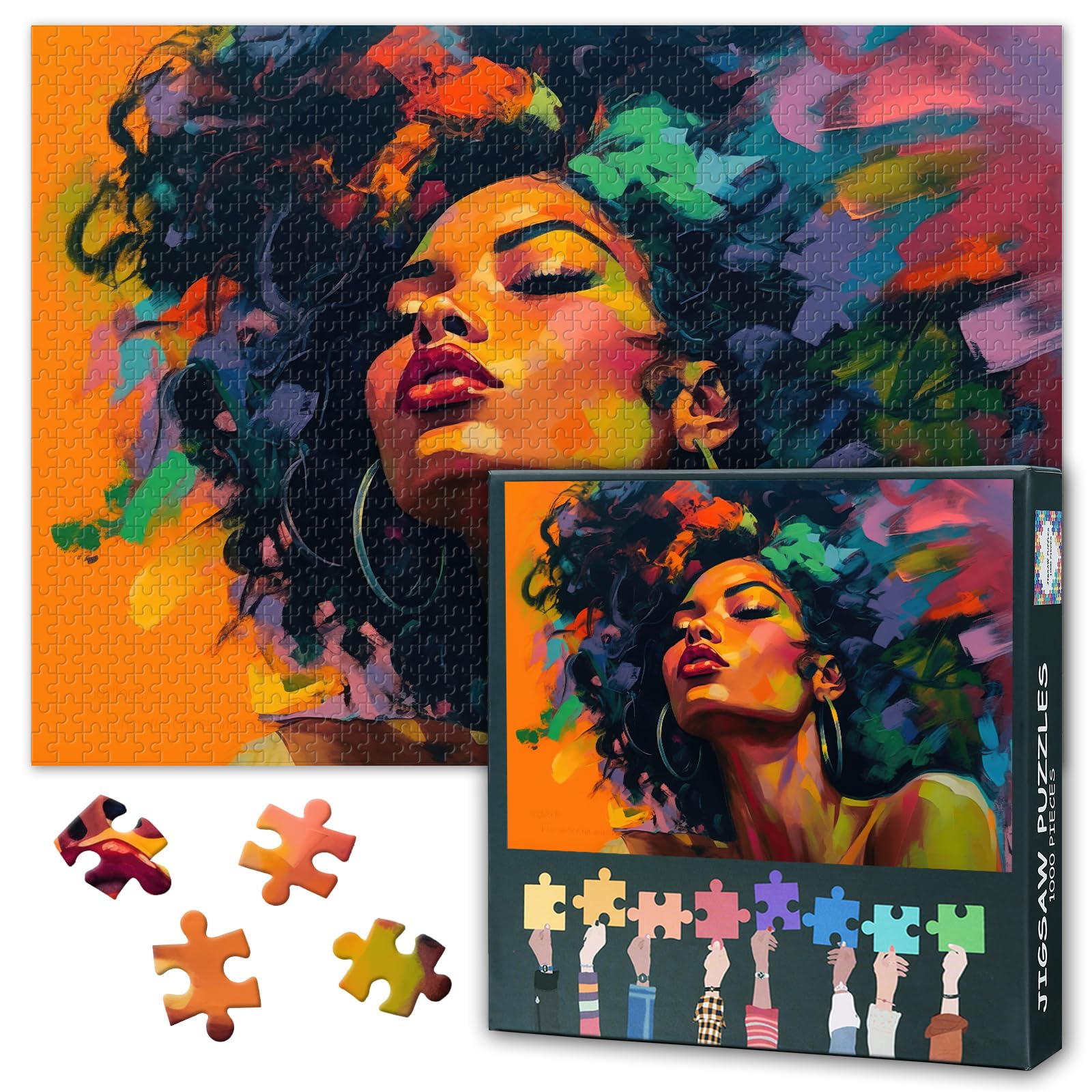 1000 Piece Jigsaw Puzzles for Adults Black Girl - Challenging Puzzle Black Women, 27.5x19.7 Inch Family Educational Games & Home Decor Gift (Colorful Series)