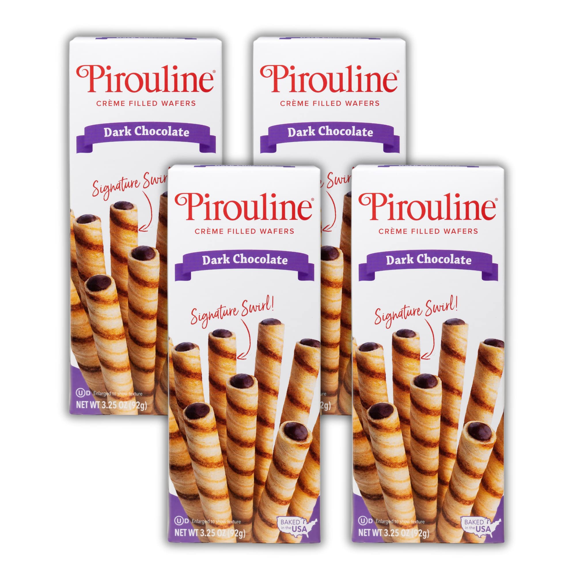 Pirouline Rolled Wafers – Dark Chocolate – Rolled Wafer Sticks, Crème Filled Wafers, Rolled Cookies for Coffee, Tea, Ice Cream, Snacks, Parties, Gifts, and More – 3.25oz Carton 4pk