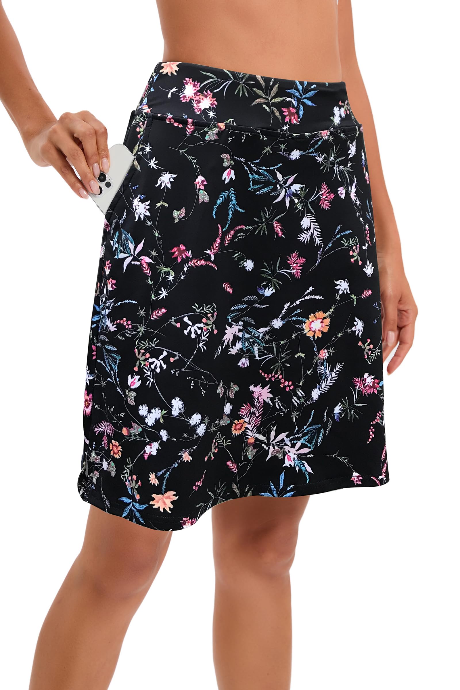 Timuspo Damen Activewear Knielanger Hosenrock mit Innenshorts Athletischer Tennisrock mit Hoher Taille Skorts mit Hose Darunter Perfekt für Sport, Golf, Wandertraiing