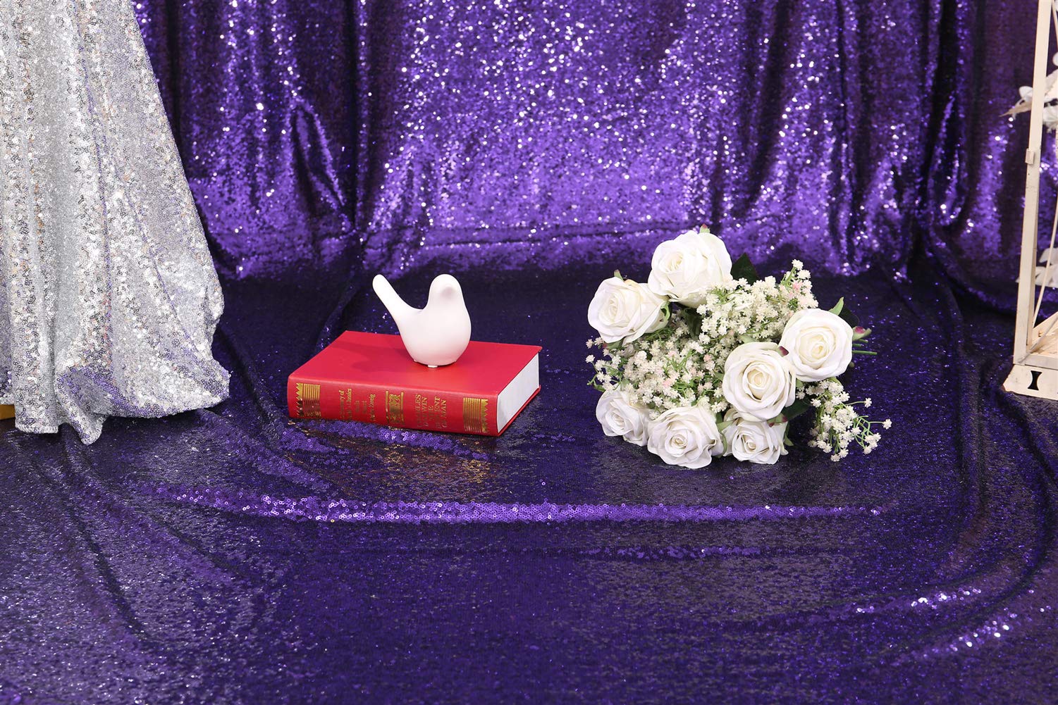 2Pieces Sequin Backdrop 2ftx8ft(60x243cm) Shiny Seamless Photo Booth Curtain for Party Wedding Decoration Photo Background, Iridescent — view 115