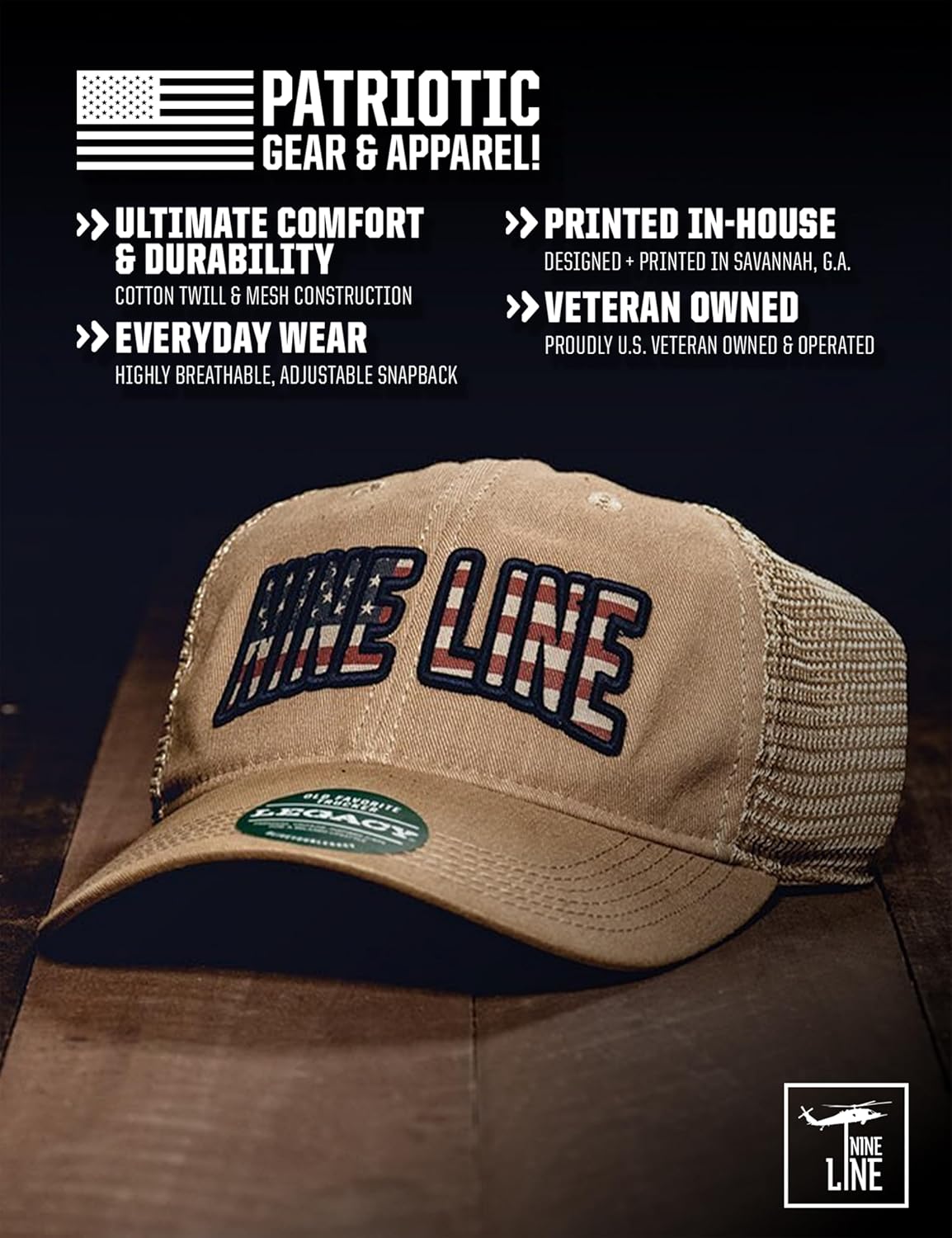 Nine Line Old Favorite Trucker Hat Adjustable Snapback, Vintage Classic Patriotic Baseball Cap for Men and Women - Image 2