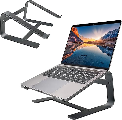 Macally Soporte de aluminio para laptop para escritorio, funciona con todos los MacBookProAir y portátiles de entre 10 y 17.3 pulgadas, elegante y