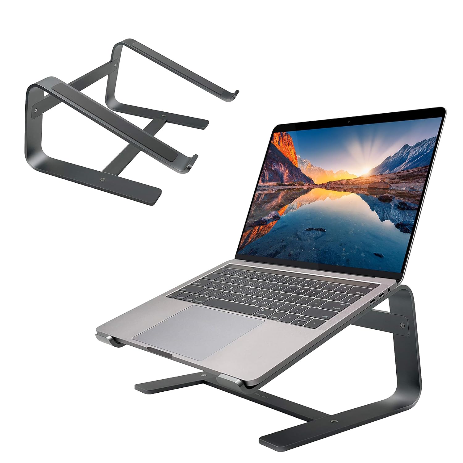 Macally Aluminum Laptop Stand for Desk - Works with All MacBook Pro Air Laptops Between 10 to 17
