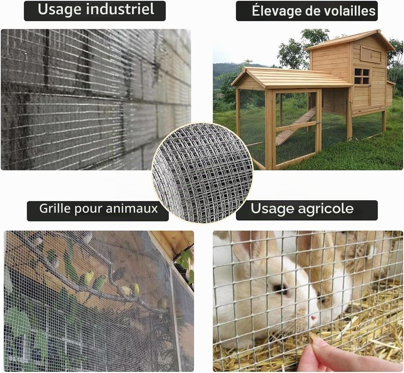 Grille Métallique Maille Toile INOX, Jardin d'oiseaux en Grillage Câblé, Trou de Maille 10mm Maille Décorative DIY Écran de Grillage d'acier Inoxydable (0.5x10M/1.6x32.8FT)