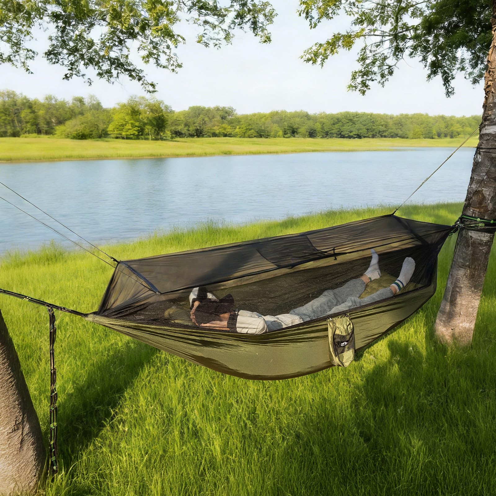 Night Cat Amaca da Giardino con Zanzariera: Amaca 1 Persona Portatile Ultraleggera Sospesa per Viaggio e Campeggio e Alberi