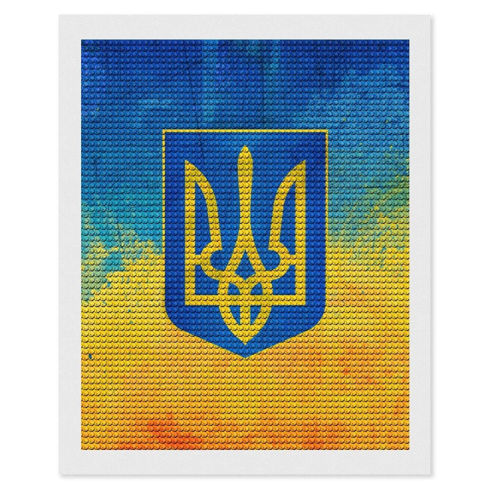Nclqvjxzkhw Style Ukrainian Flag Diamond Art Painting For Adult Round Diamonds Pictures Arts Crafts Home Wall Decor 16"X20"
