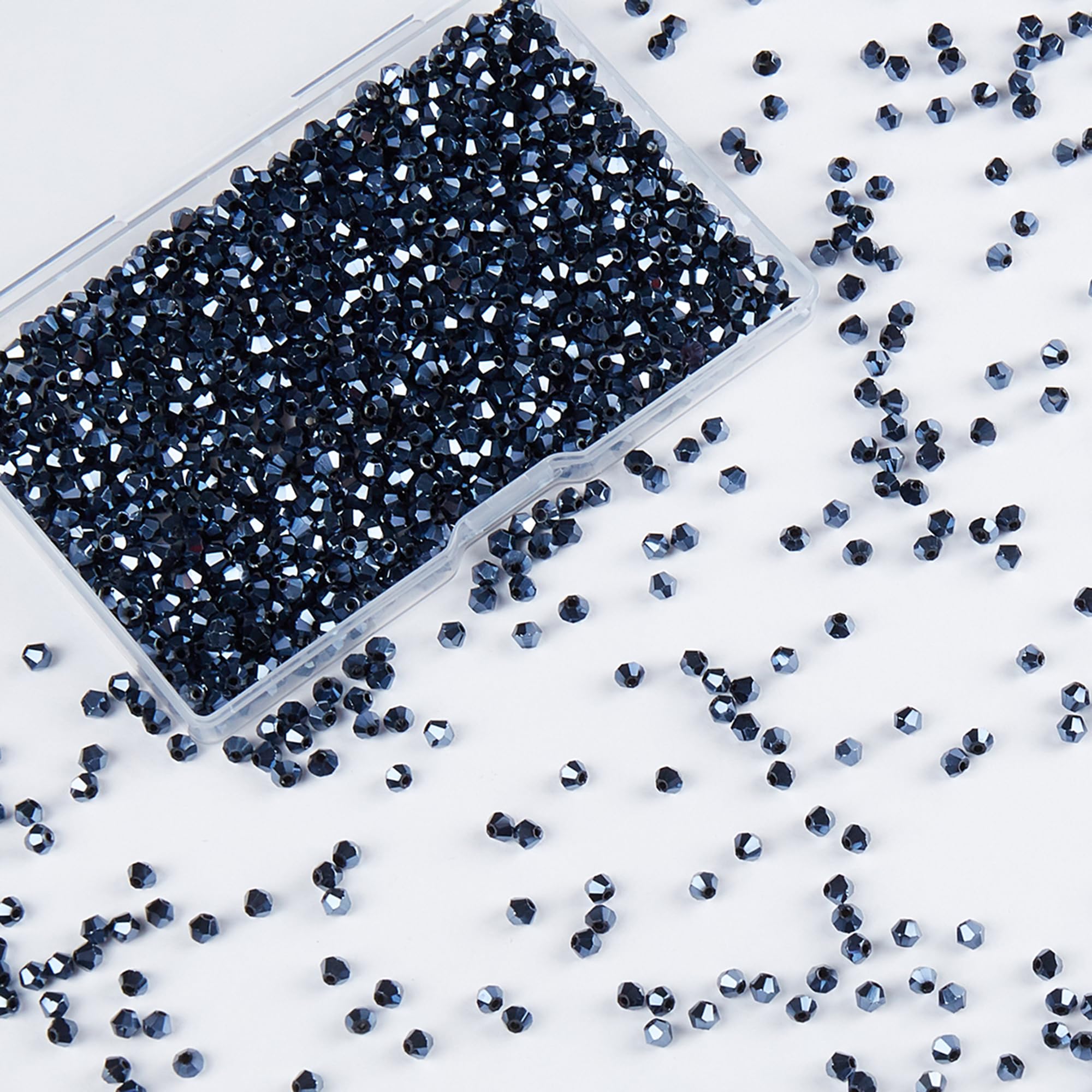 Laopottbeads 1200PCS 3mm Bicone Crystal Glass Beads for Jewelry Making, Sparkling Mini Beads for Suncatchers, DIY Bracelets & Craft Projects (Navy Blue) โ image 1