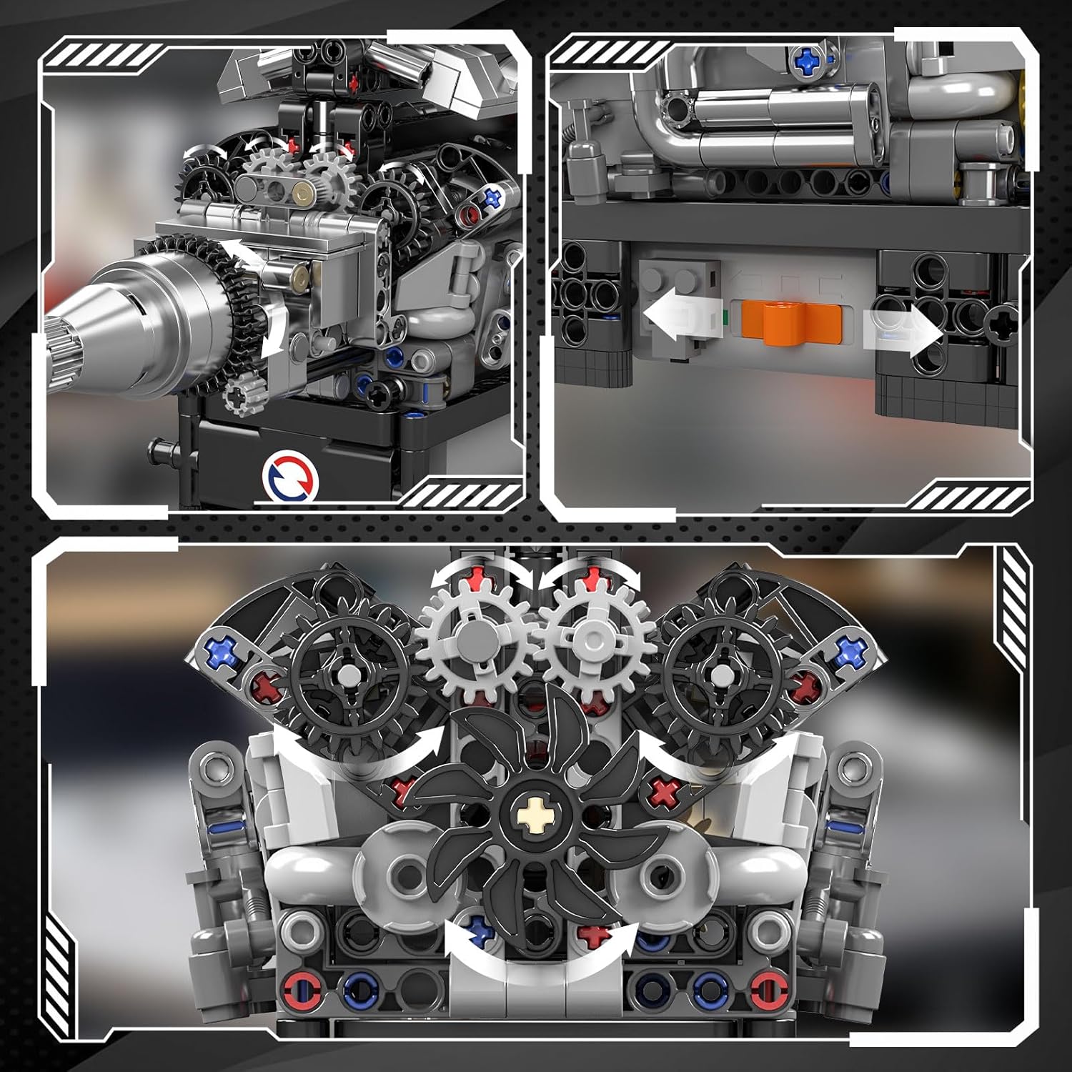 Szczegółowy view of the internal gear mechanisms and the battery box integration.