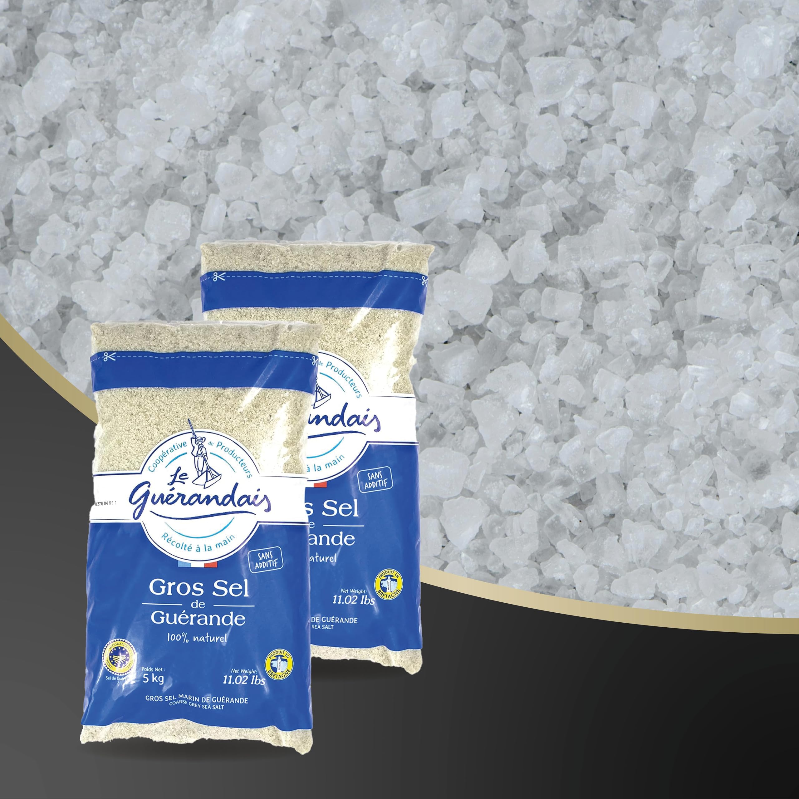Le Guerandais Grobes Meersalz 2er Set á 5 kg Gros de Sel Guerande Natur Salz grob