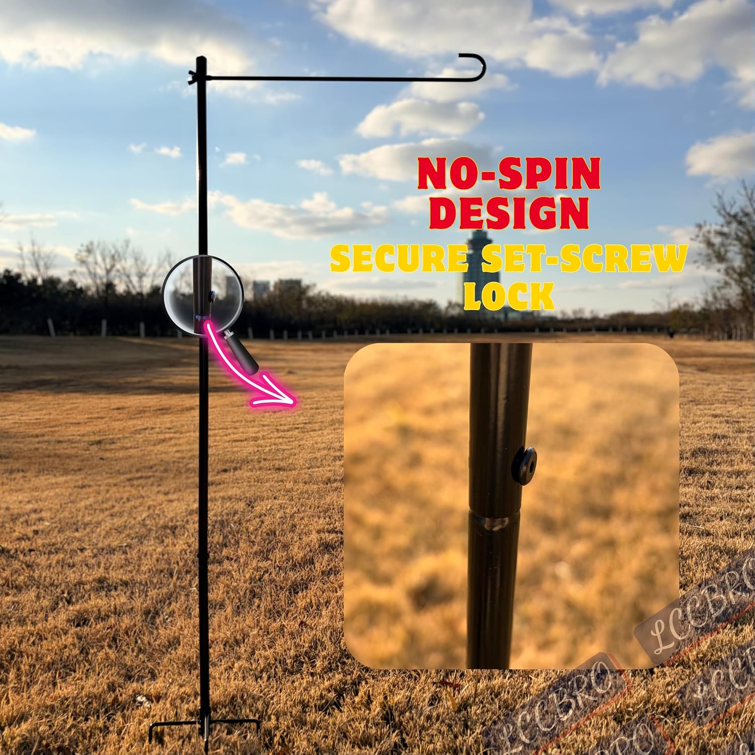LCCBRO Garden Flag Stand No Spin for Outside 12 x 18 Flag Heavy Duty, Small Flag Holders for Yard and Garden, Flagpole Holder with 5 Prong Base Sturdy