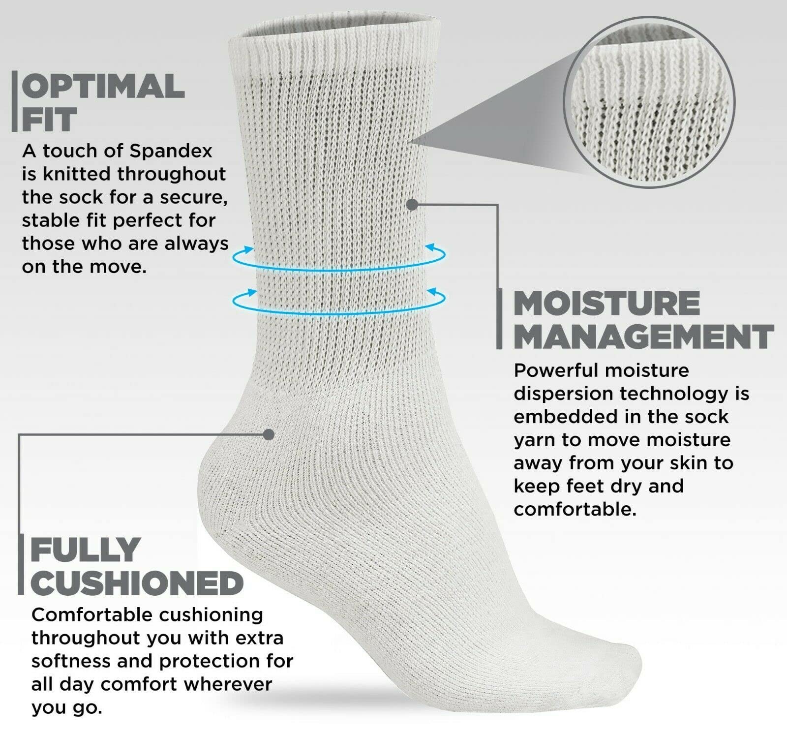 LOOM KNIT Diabetic Socks Non-Binding, 6 works Non Elastic Gentle Grip for Swollen & Painful Legs - Image 3