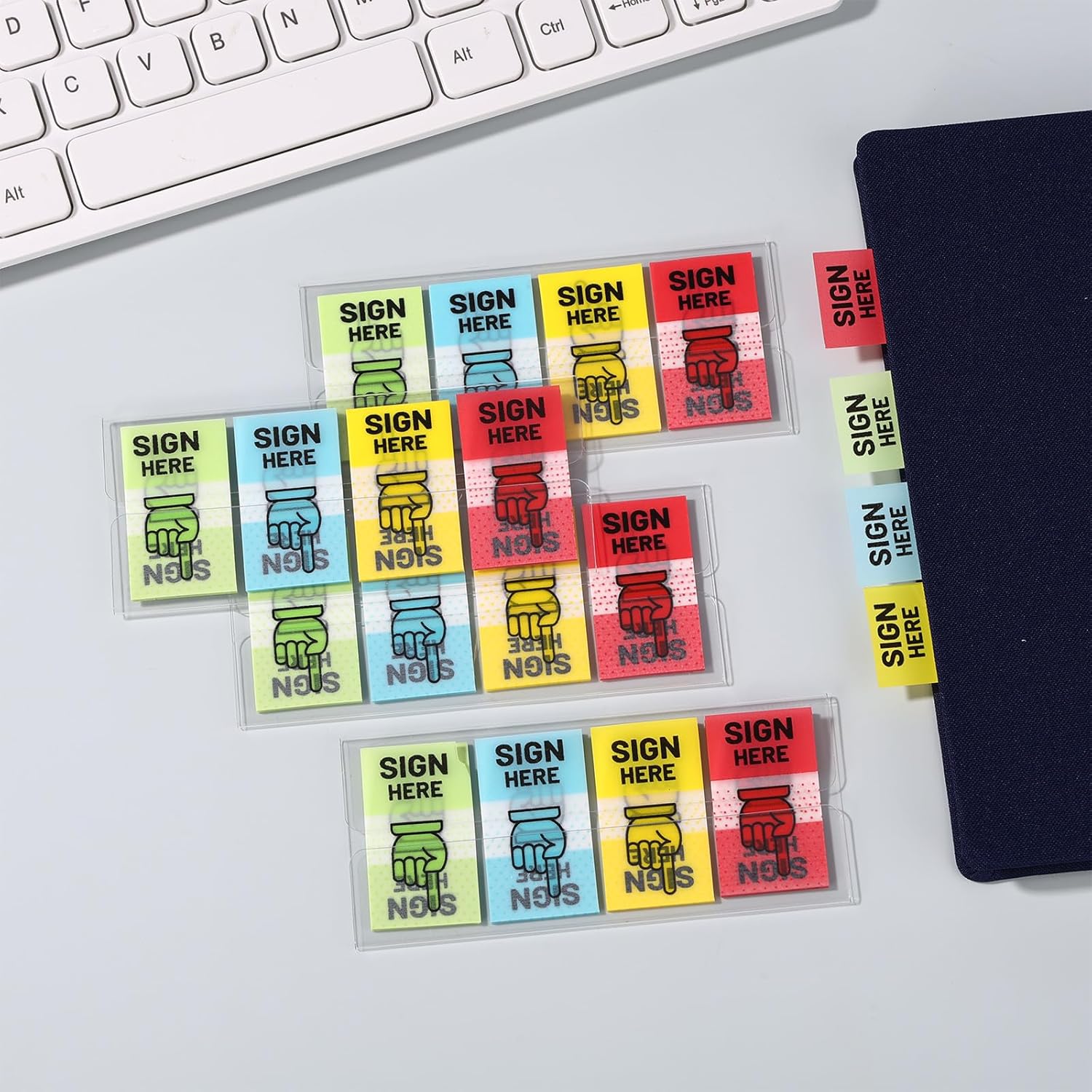 2000pcs Sign Here Stickers, Adhesive Arrow Labels Initial Here Sticky Tabs, Signature Markers Tape Flags for Documents Notebooks Home Office School Notary Supplies (4 Colors)