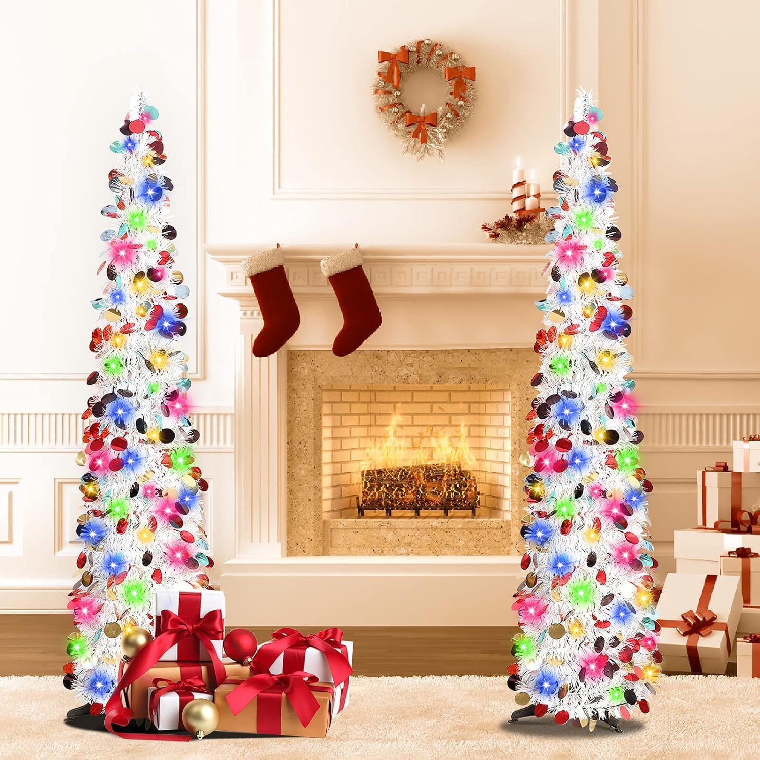 N&T NIETING Sapin de Noël artificiel pliable de 1,5 m pour décoration intérieure et extérieure Blanc