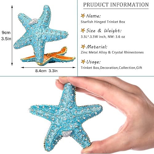 Miniatura 3 de YU FENG Caja de baratijas con figura de caballito de mar y caballito de mar azul claro