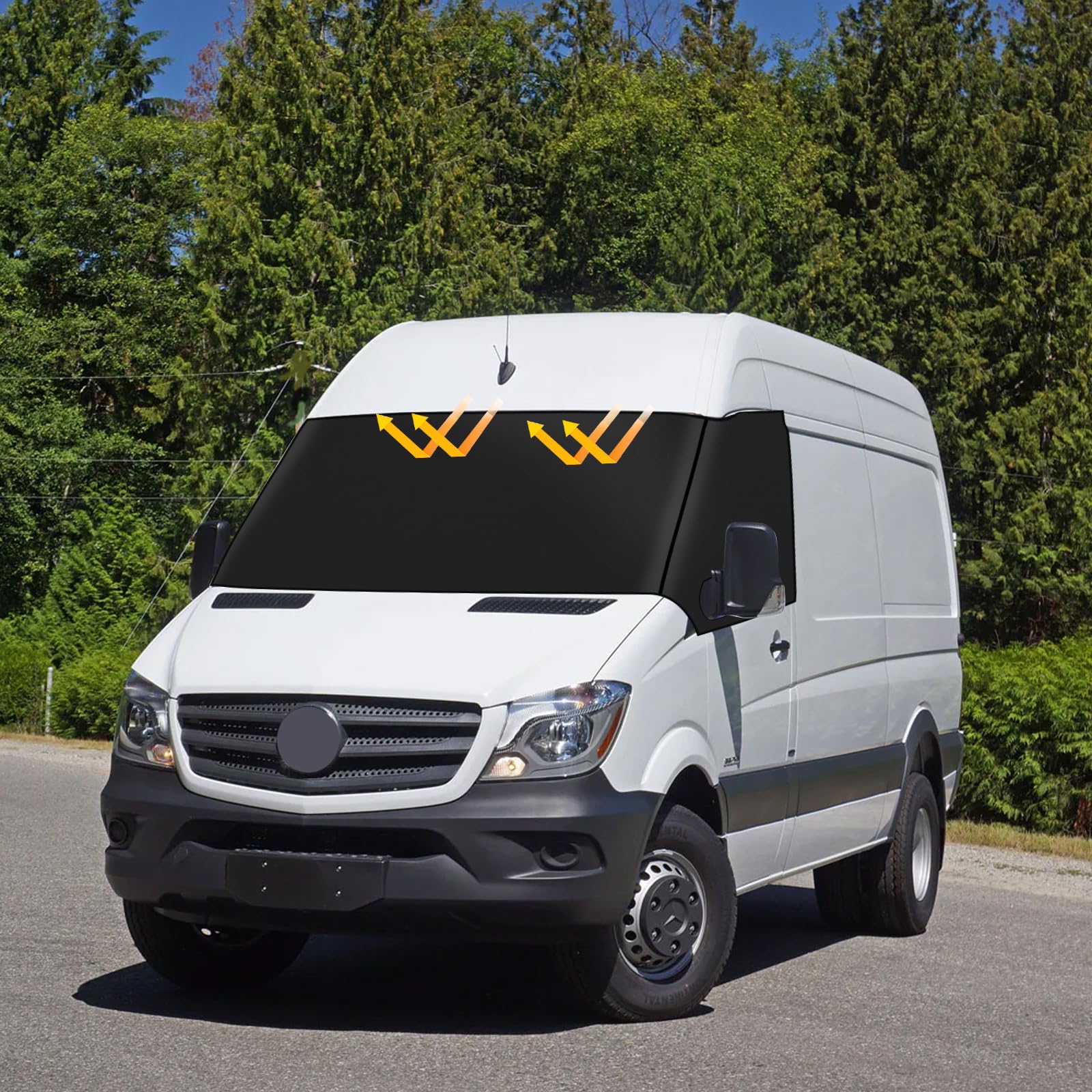 osłona na przednią szybę dla Mercedes Sprinter 2019–2024, 600D zaciemnienie, wodoodporna, osłona przedniej szyby, ochrona przed słońcem, osłona na wiatrochron