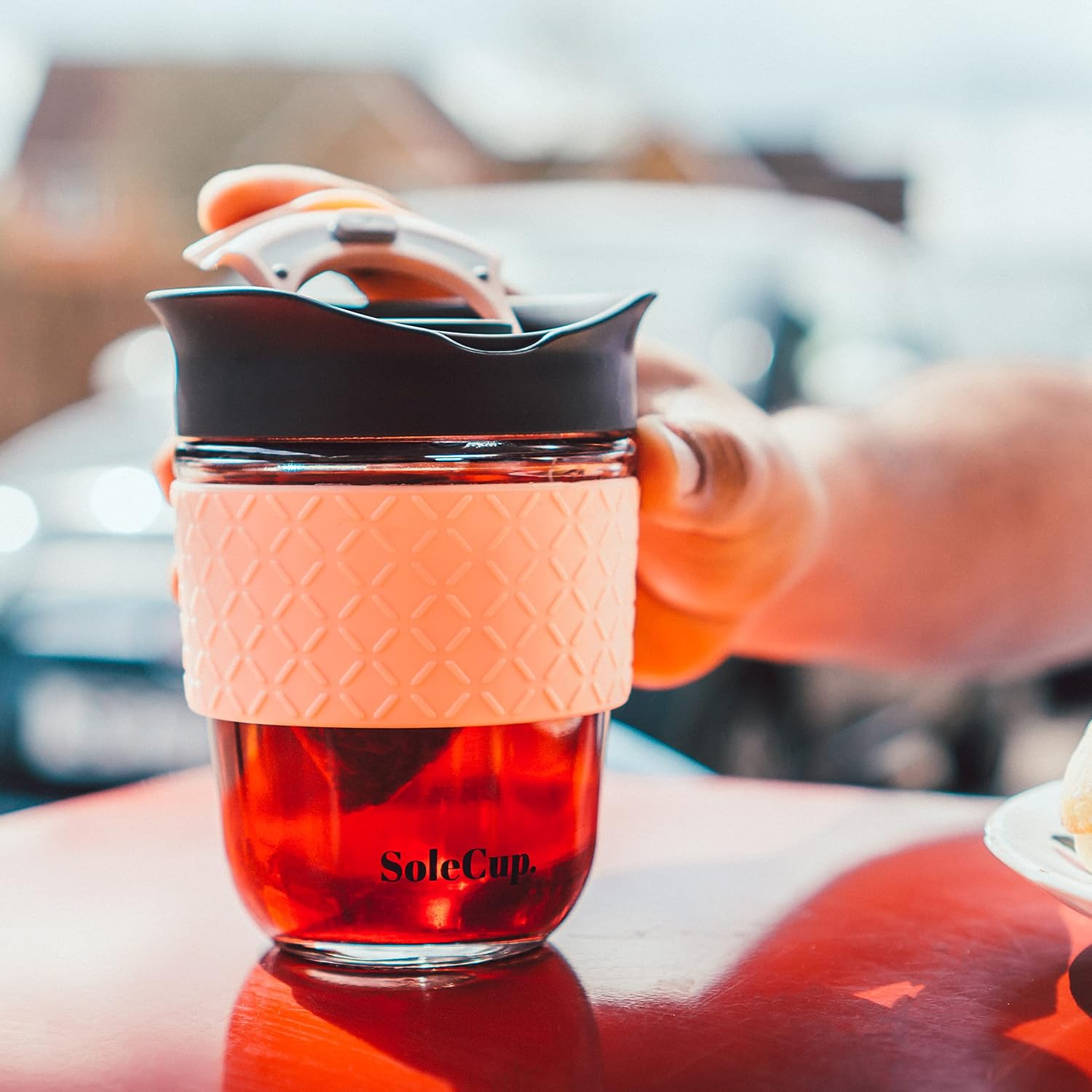SoleCup., Reusable Strengthened Glass Travel Cup, Spill Proof Coffee Mug - Image 4