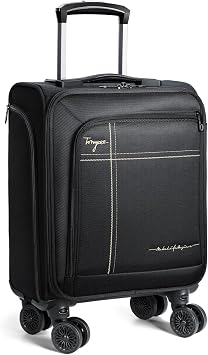 Softside Carry on Luggage Airline Approved, 17 Inch Underseat Carry-on Luggage with Removable Spinner Wheels, Small Personal Item Suitcase for Travel Business (Black, 17 inch_Underseat)