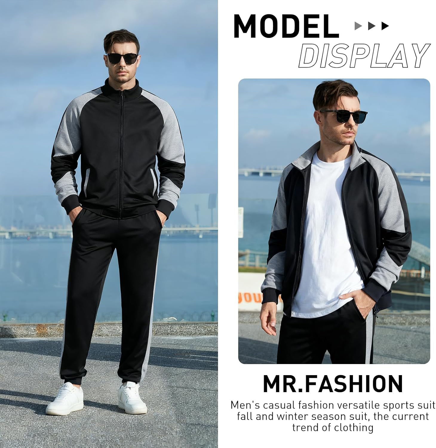 LBL Leading the Better Life Mens Track Suits Casual Full Zip Sweat Suit Active Jackets and Pants 2 Piece Outfits - Image 2