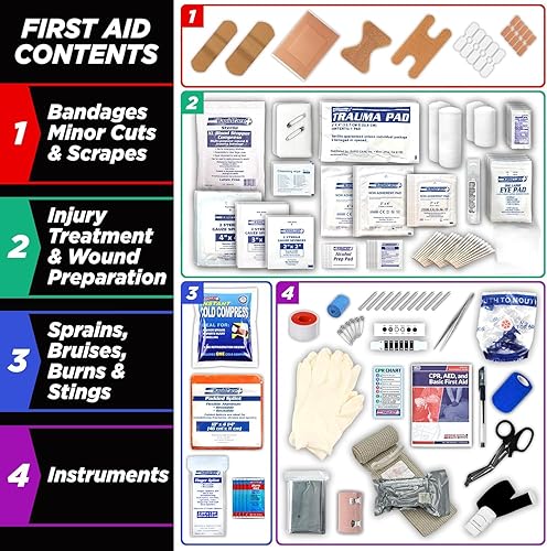 Miniatura 4 de Rapid Care Kit de Primeros Auxilios – Kit Médico de Emergencia de Más de 300 Piezas con Paquete de Viaje Adicional de 95 Piezas – Exterior, Lugar