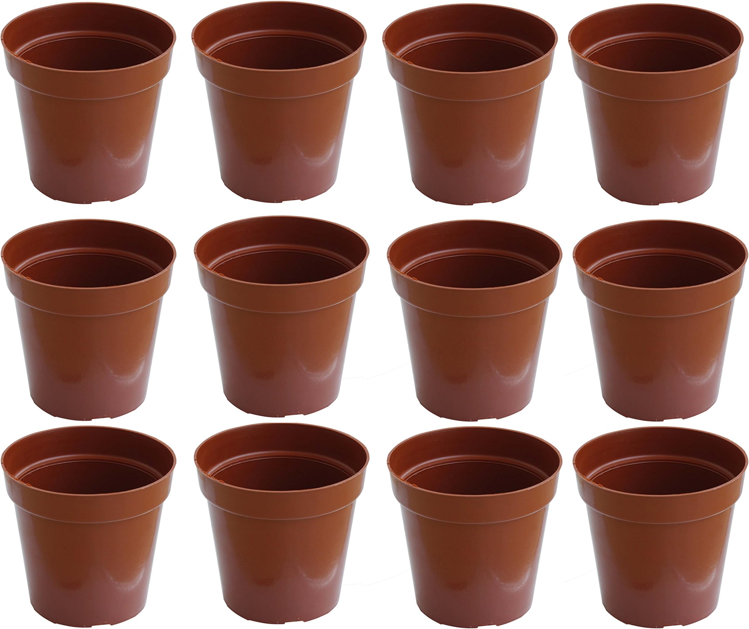 NOVICZ Heavy Duty Plastic Plant Pot/Planter Pots - 12PCS Brown Color