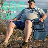 Vista 5 de Overmont Oversized Lightweight Camping Chair - Comfortable Heavy Duty Foldable Directors Chairs with Side Table & Cooler Bag for Outside Camp Beach