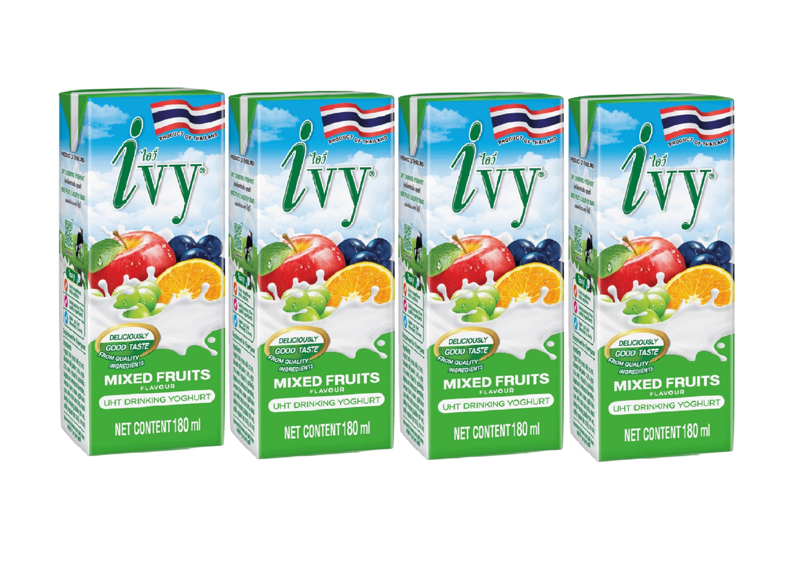 Ivy UHTMixed Fruits Flavor Yoghurt Drink 180 ml 4-Pieces