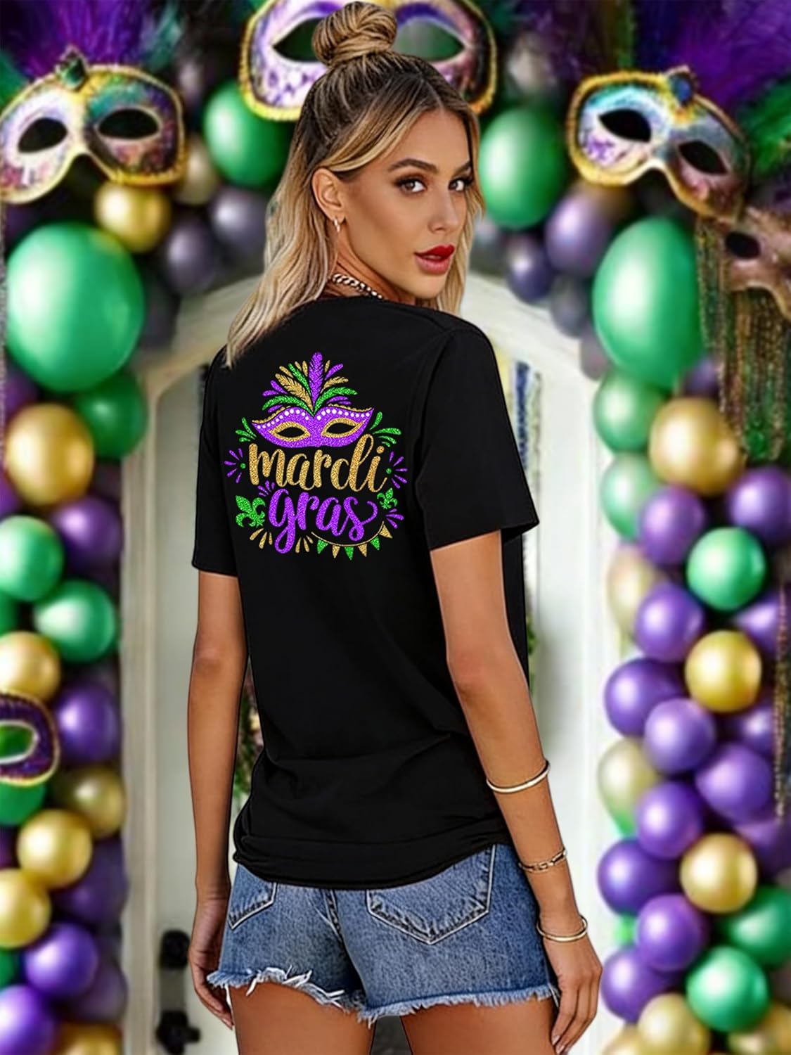 Mardi-Gras Shirts for Women: Carnival T-Shirs New Orleans Party Tee Fat Tuesday Blouse Tops - Image 4