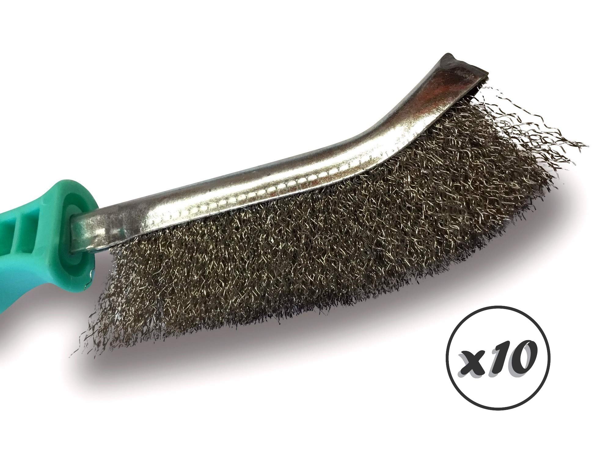 Cepillo de mano metálico convexo | Pack de 10 | 1 fila de acero inoxidable 0,30 | Cepillo y limpieza de óxido o soldaduras | Uso ocasional o intensivo | SKRIB | Kibros 8SPIVIx10