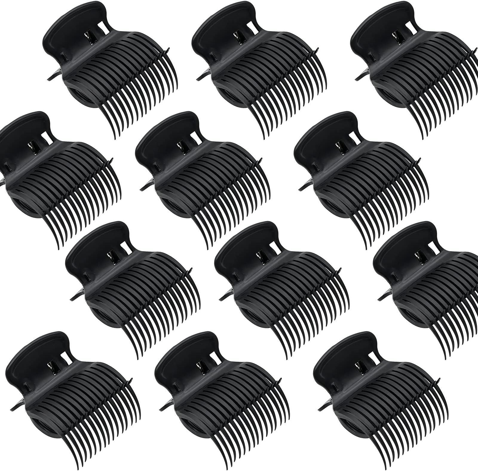 12 Pcs Hot Roller Claw Clips, Plastic Perm Insulation Hair Styling Clips With Heat Resistance for Women Girls Salon Section Styling (Black)