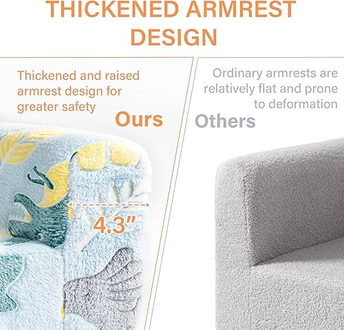 Miniatura 56 de Tiita Silla infantil de felpa para niños, sofá de felpa que brilla en la oscuridad, sofá para niños pequeños con funda lavable, asa de transporte,