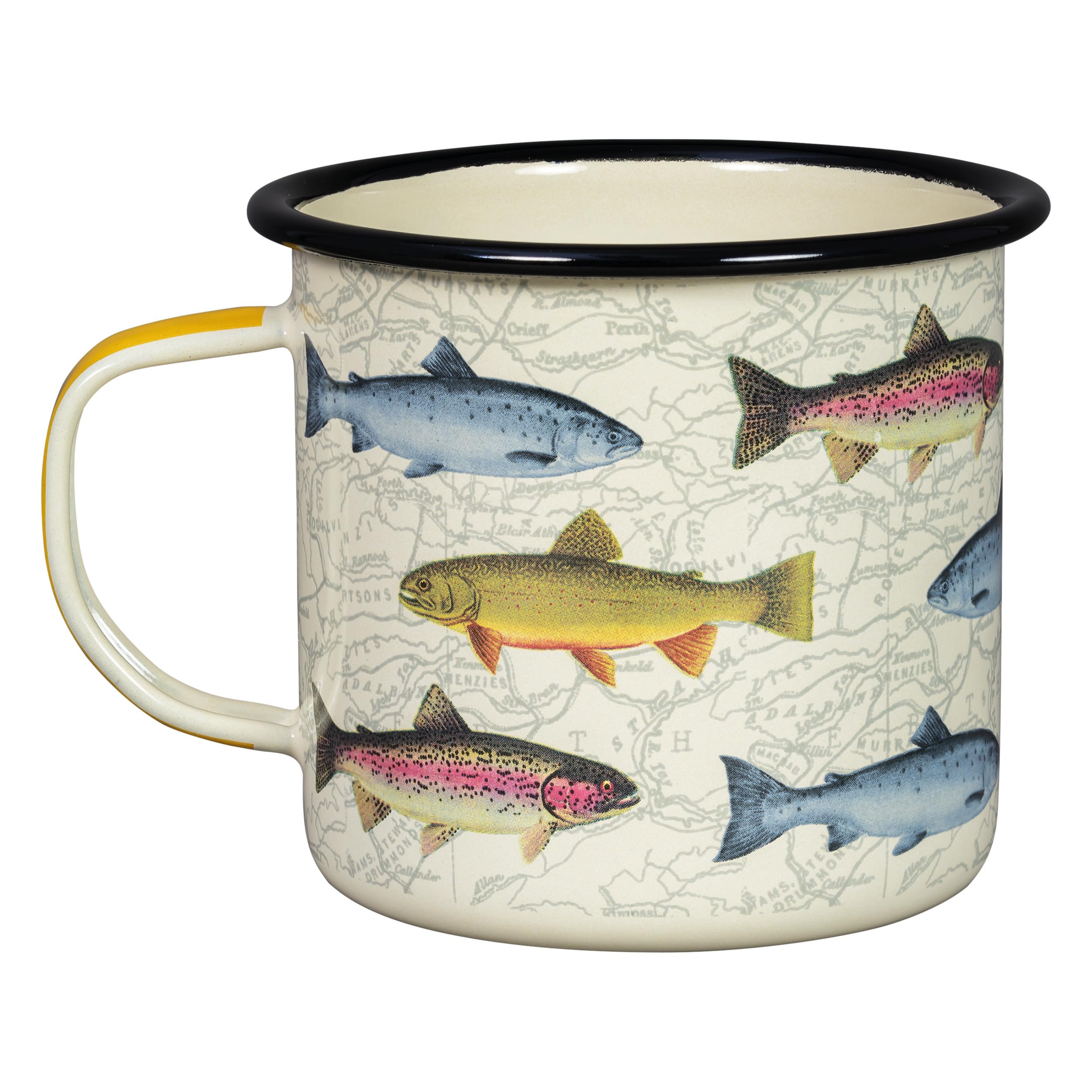 Gentlemen's Hardware Enamel Camping Mug Impact-Resistant Coffee Mug, 500ml, Fish, 17-Ounce