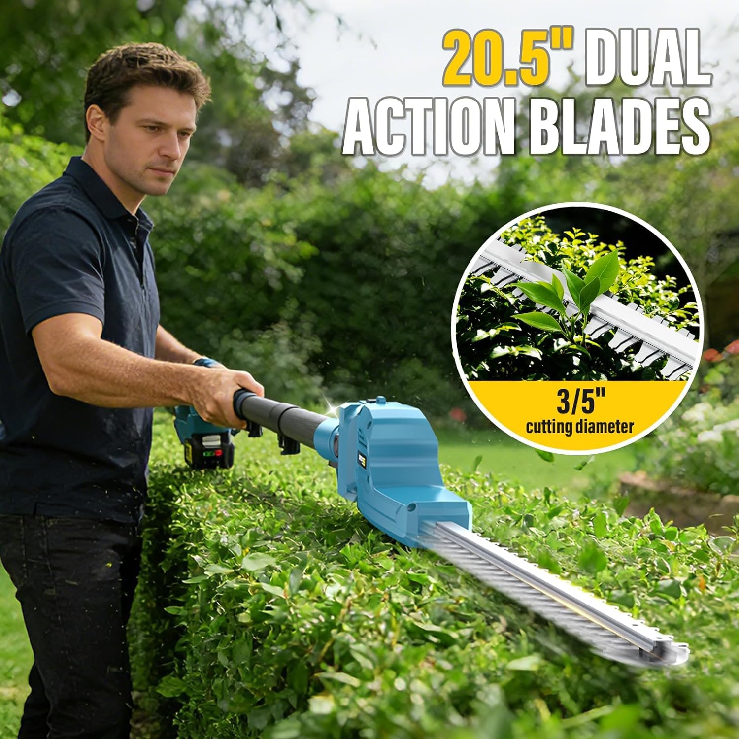 8 Zoll Mini Kettensäge & Akku Heckenschere 4-in-1 Gartenwerkzeug Set,Mit 2×4.0ah Akku,VerläNgerungsstange Bis 4.2m,BüRstenloser Motor,Elektro Heckenschere AstsäGe FüR Baumzweige, Holzschneiden