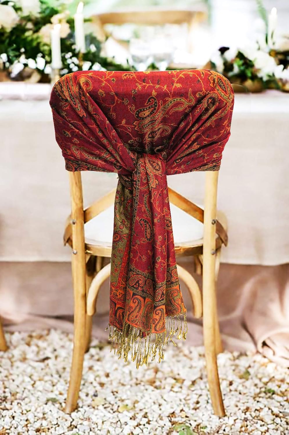 Sakkas Soft Silky Double Layer Jacquard Paisley Pashmina Shawl/Wrap/Scarf - Image 4