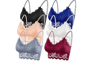 6 Pack Sexy Padded Lace Bralettes for Women and Girls