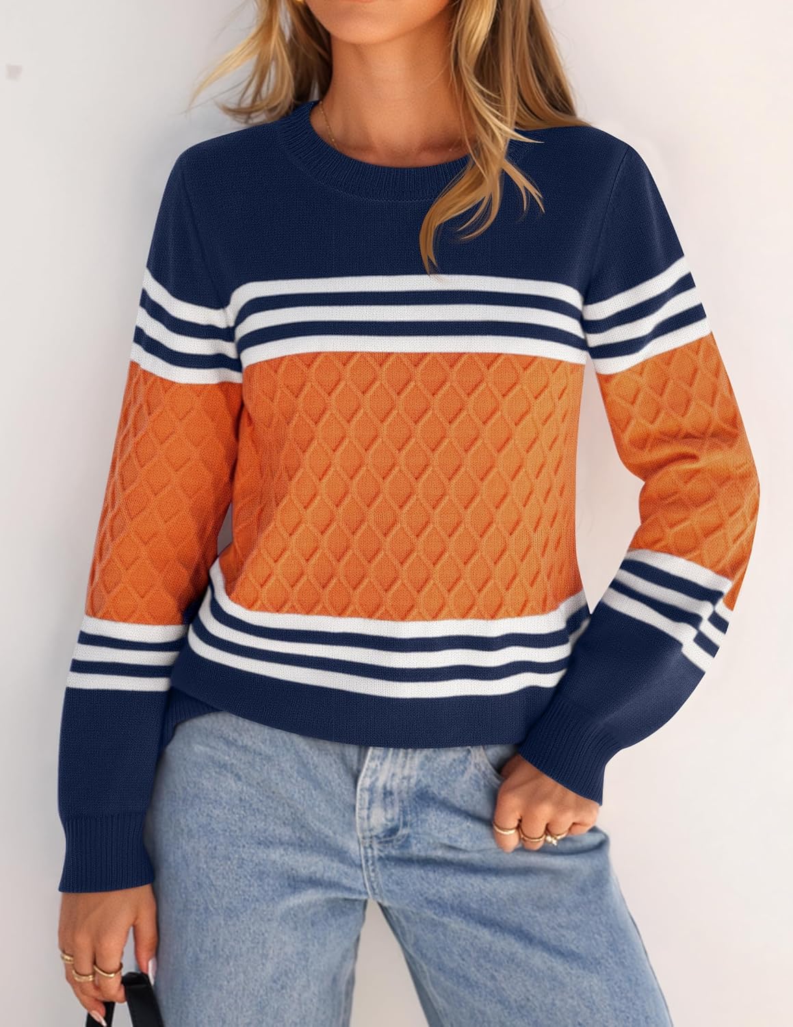 ZESICA Women's 2026 Fall Winter Sweaters Casual Long Sleeve Crew Neck Loose Knitted Pullover Sweater Tops - Image 2