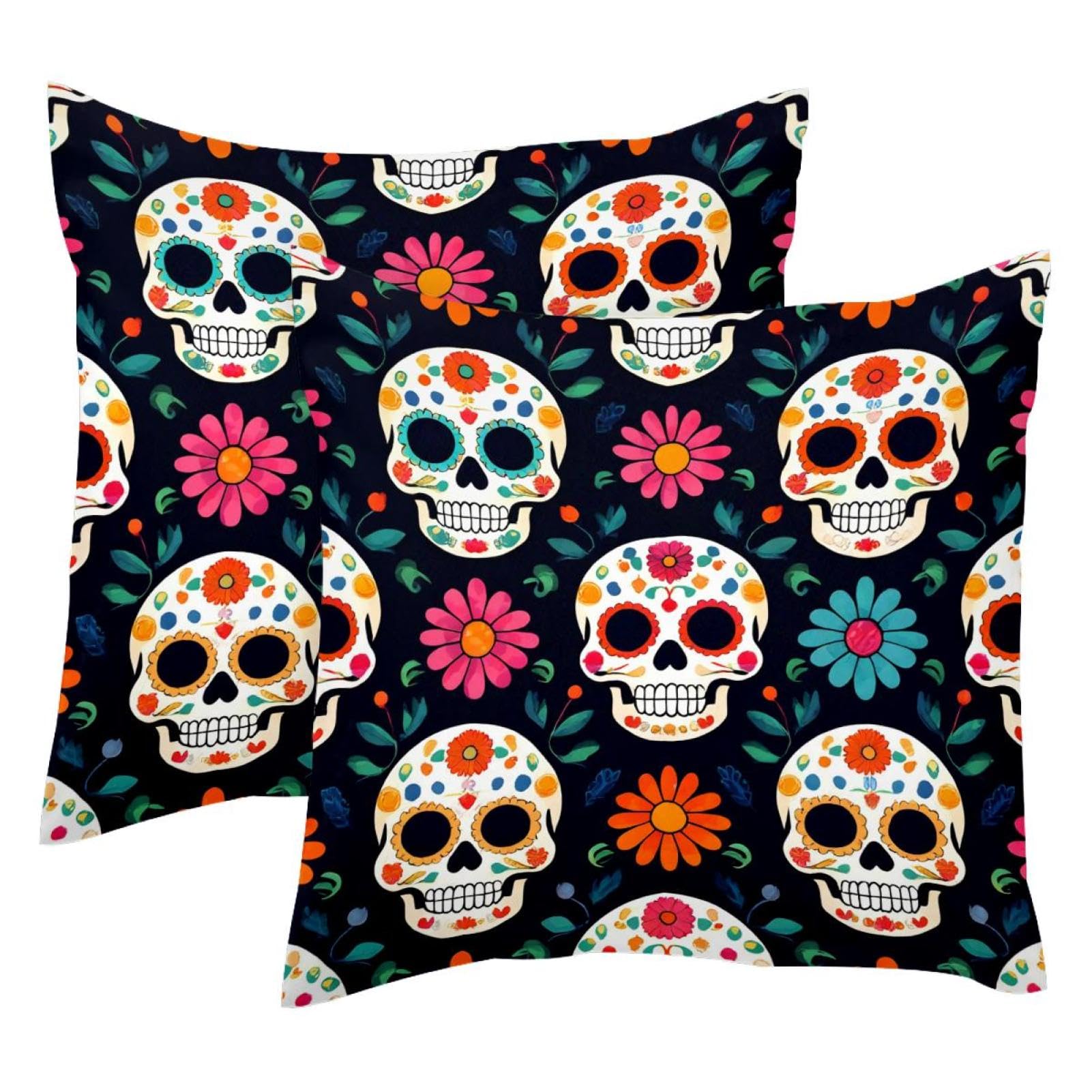 Fundas de cojín de calavera de azúcar en terciopelo suave de 50x50 cm para salón moderno