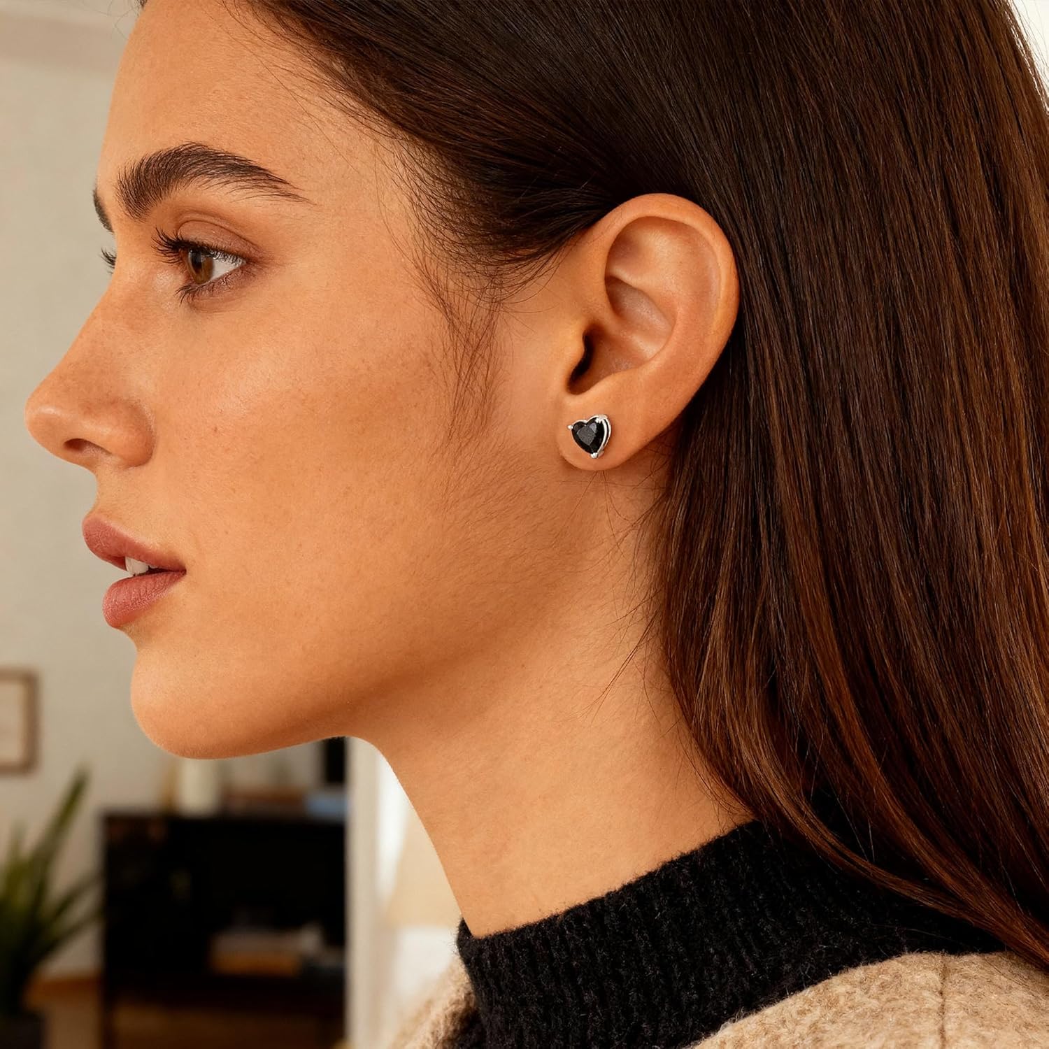 ALEXCRAFT Small Gold Stud Earrings - 6 Pairs Cute Heart Studs for Women - Cubic Zirconia - Hypoallergenic - Pack - Image 4