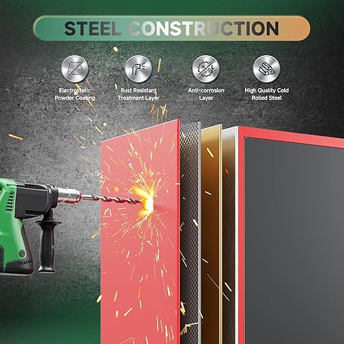 Vista 64 de Letaya - Armarios de almacenamiento de metal con puerta de cerradura, armarios de garaje de acero con 5 estantes ajustables para el hogar, oficina