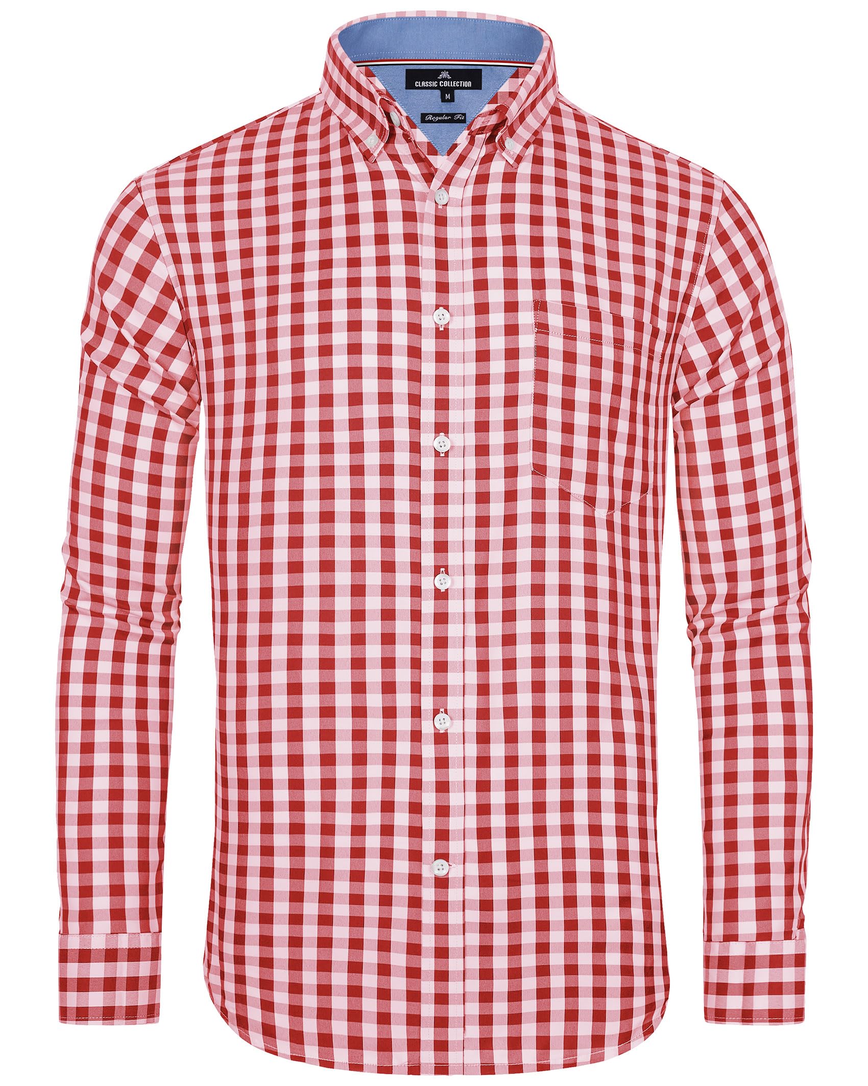 J.VER Herren Hemd Trachtenhemd Oktoberfest Kariertes Shirt Langarm Button Down Freizeithemd Regular Fit Karohemd mit Tasche