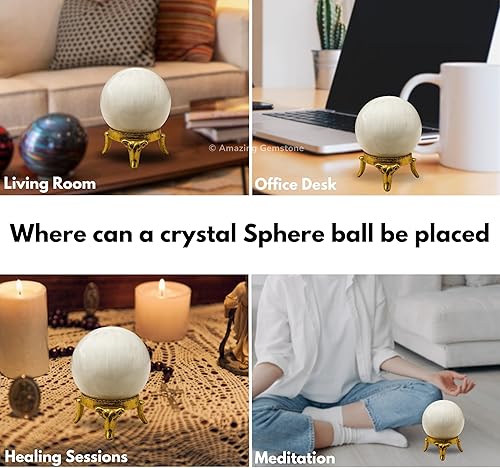 Vista 223 de Amazing Gemstone Black Tourmaline Crystal Ball with Stand - 2" Inches Crystal Sphere Meditation Balls for Witchcraft and Decorative Balls