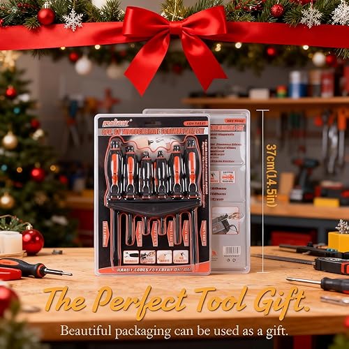 Miniatura 2 de HORUSDY 6-Pieces Magnetic Screwdriver Set, 3 Phillips and 3 Flat Head Tips Screwdriver for Fastening, Chiselling and Loosening Seized Screws (New