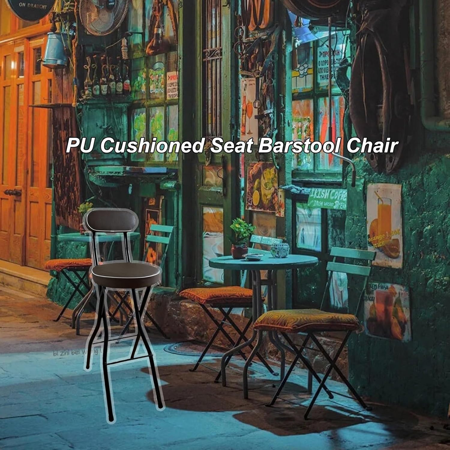 Portable Folding Breakfast Stool, Comfortable Round Padded High Foldable Tall Stools for Kitchen Gameroom, 300 lbs Capacity (Size : 75cm/30inch) (One Color 75cm/30inch)