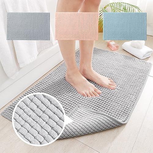 Miniatura 7 de Tapete de baño, felpilla de lujo, súper suave, absorbente, antideslizante, de secado rápido, tapete de baño con parte trasera de goma lavable a