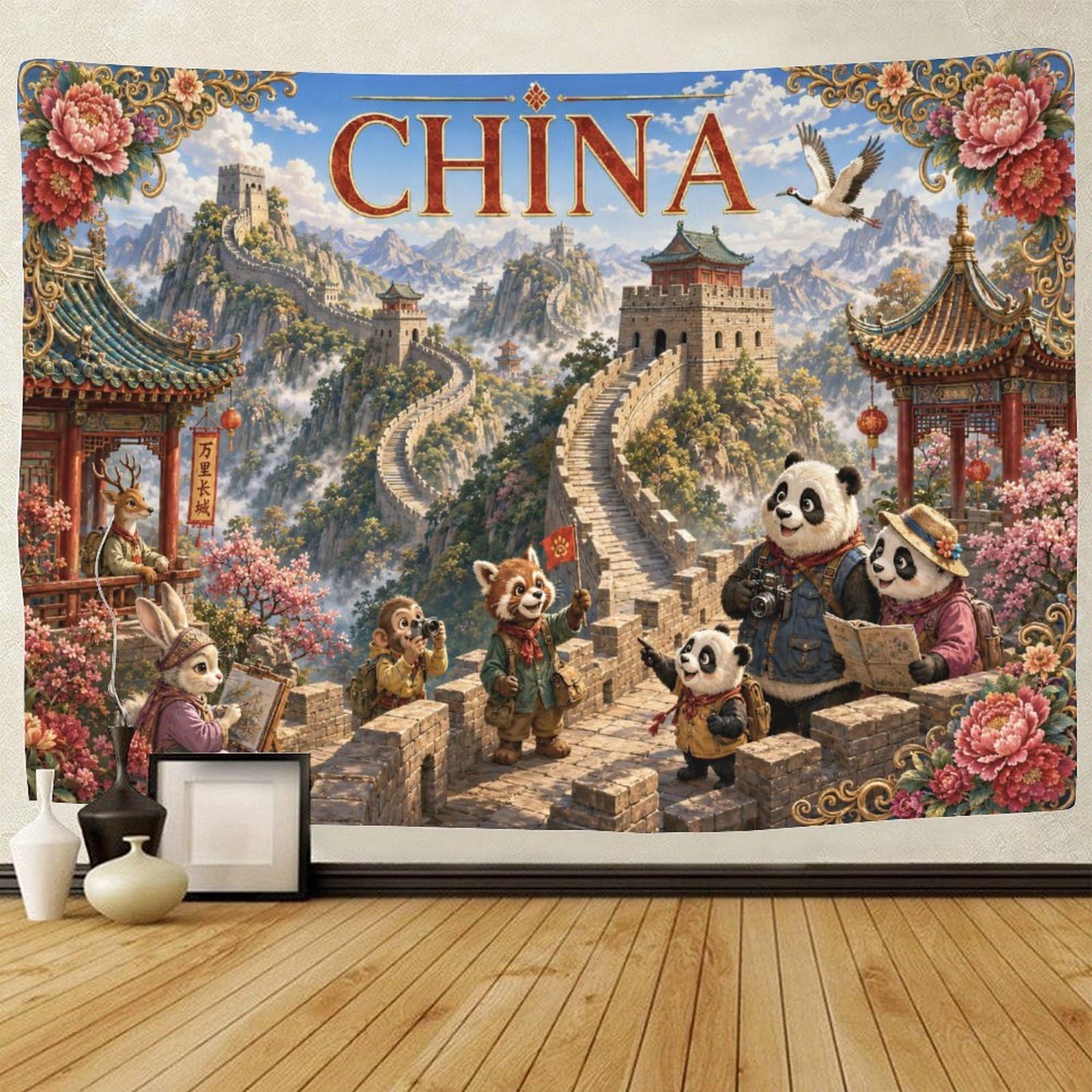 GPMNBCXZK Great Wall of China Theme Tapestry for Bedroom 3D Print Wall Hanging Decor Tapestries Poster Home Decoration Bedroom Living Room 70cmx100cm