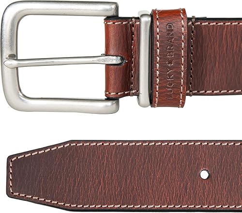 Miniatura 4 de Lucky Brand Cinturón de cuero cosido para hombre Clásico Casual Vestido Todos los días Western Hebilla de metal